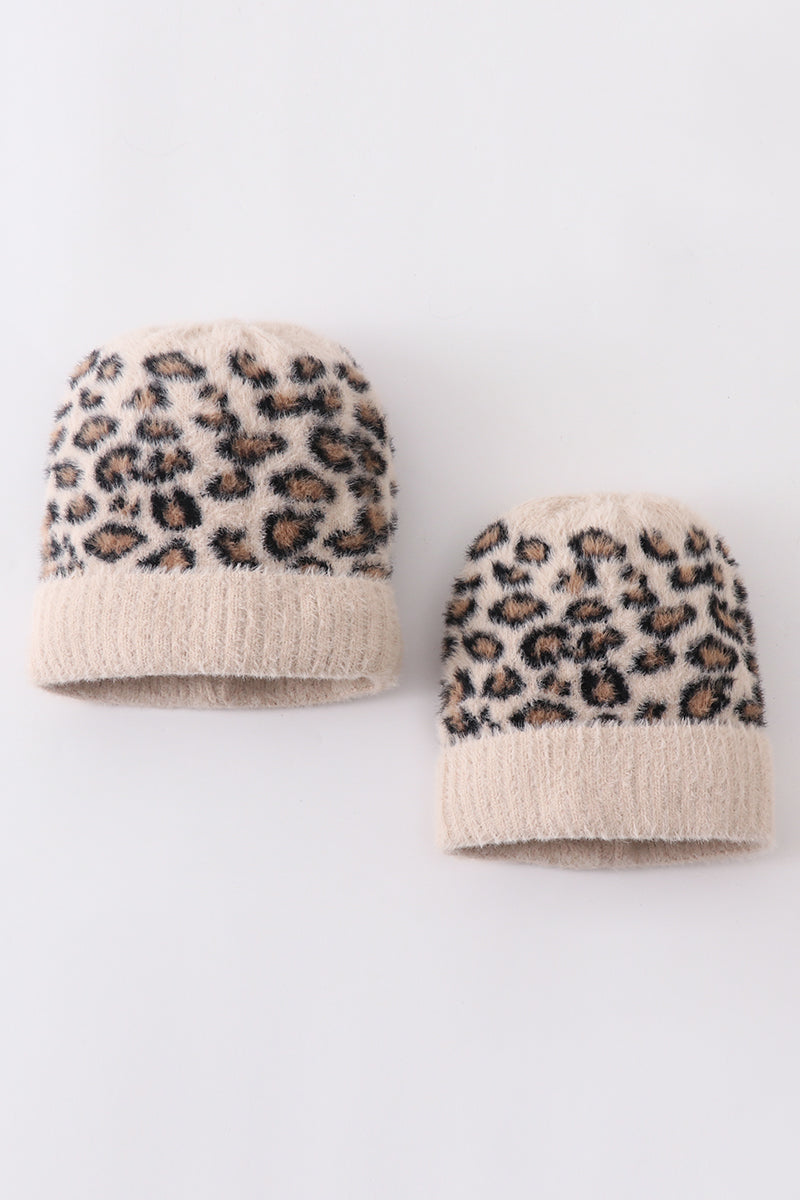 Bonnet léopard beige enfant/adulte