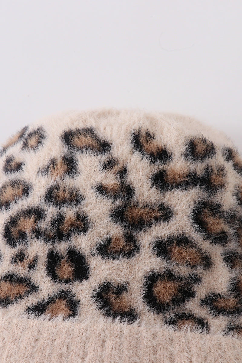 Bonnet léopard beige enfant/adulte