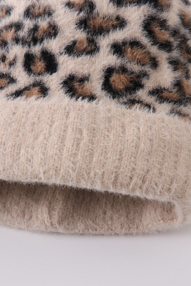 Bonnet léopard beige enfant/adulte
