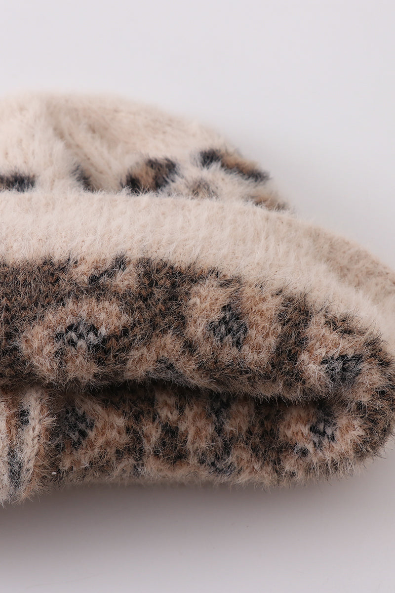 Bonnet léopard beige enfant/adulte