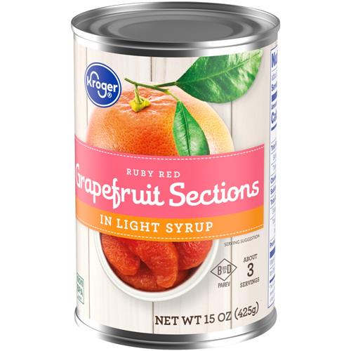 Sections de pamplemousse rouge rubis en conserve Kroger au sirop léger 425 g