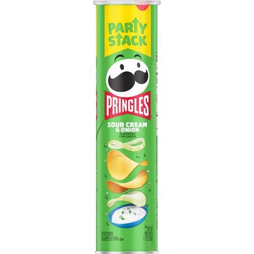 Pringles Chips de pommes de terre, collations pour le déjeuner, collations nomades, format familial, Crème sure et Oignon, boîte de 7,1 oz (1 boîte)