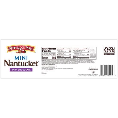 Pepperidge Farm Nantucket Mini Biscuits aux pépites de chocolat noir, sachets collation de 28 g, paquet de 10