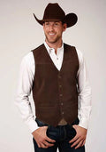 Gilet en cuir suédé Roper Classic (marron) – Homme