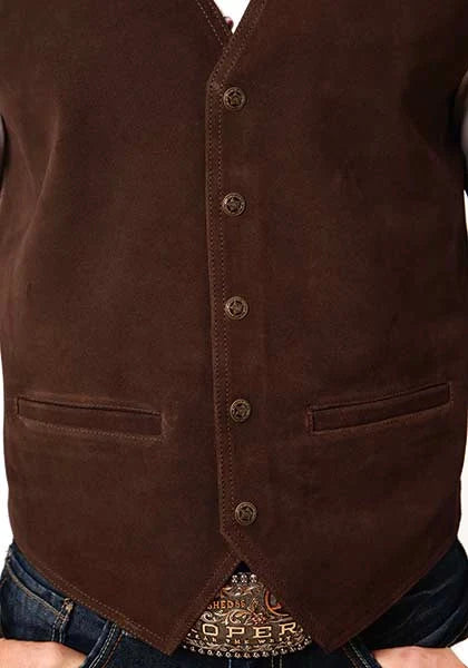 Gilet en cuir suédé Roper Classic (marron) – Homme