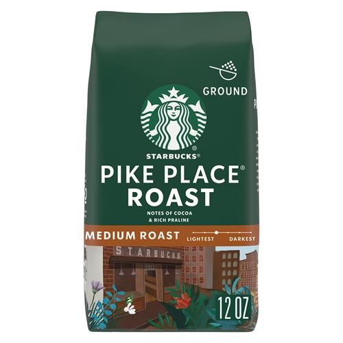 Café moulu Starbucks, café torréfié moyen, Pike Place Roast, 100 % Arabica, 1 sachet (340 g)