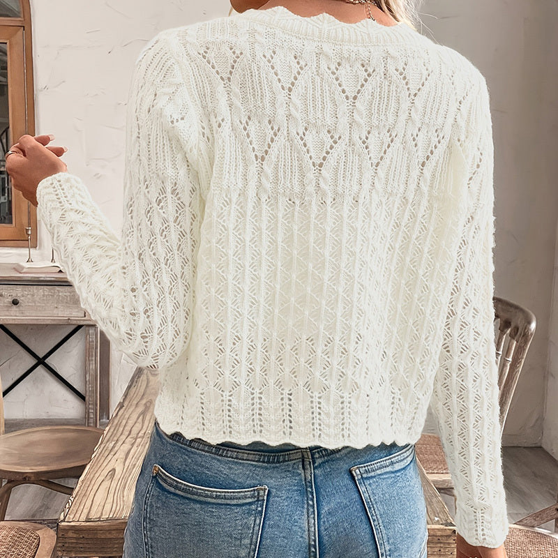 Cardigan élégant uni à col rond pour femme