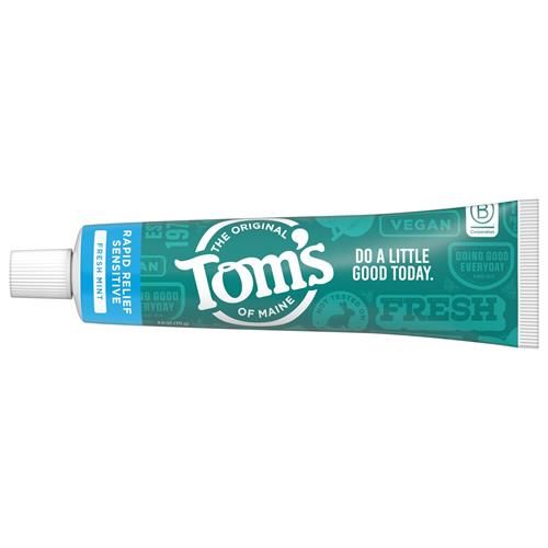 Dentifrice sensible à soulagement rapide sans fluorure Toms Of Maine, menthe fraîche, 113 g. (L'emballage peut varier)