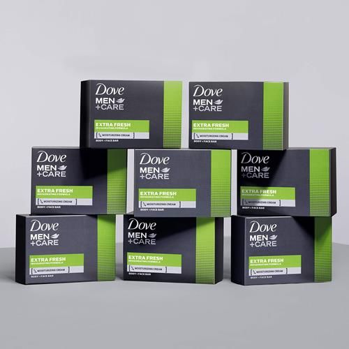 Dove Men+Care Nettoyant en Barre 3-en-1 Corps, Visage et Rasage Pour Nettoyer et Hydrater la Peau Extra Frais Nettoyant Corps et Visage Plus Hydratant Qu'un Savon en Barre 106 g 8 Barres