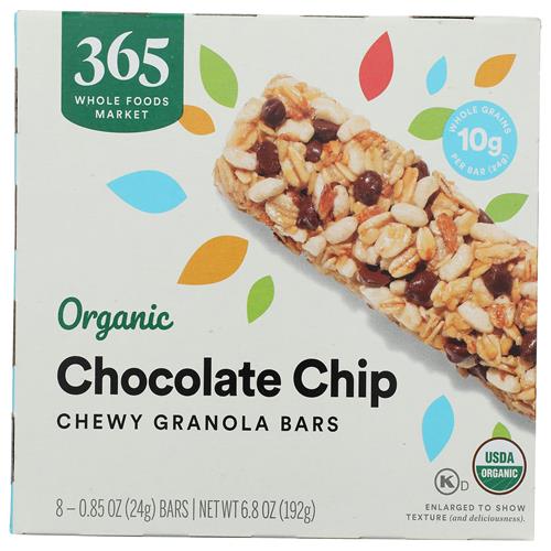 Whole Foods Market, Barres tendres au granola aux pépites de chocolat, biologiques, 8 unités