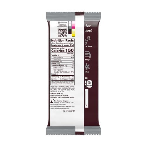 Hershey's Chocolat au lait XL, Barre de chocolat, 4.4 Oz (16 Morceaux)