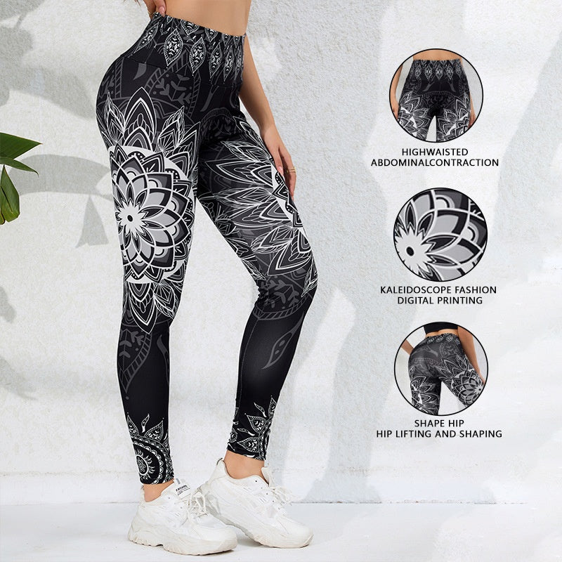 Legging de yoga taille haute, effet ventre plat et rehausse-fesses, imprimé aquarelle