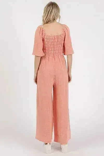 Combinaison pantalon large délavée Mittoshop avec fronces | Femstylo