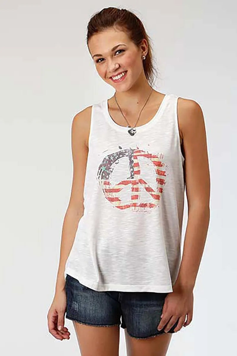 Débardeur pour femme Roper Americana Peace (Blanc)