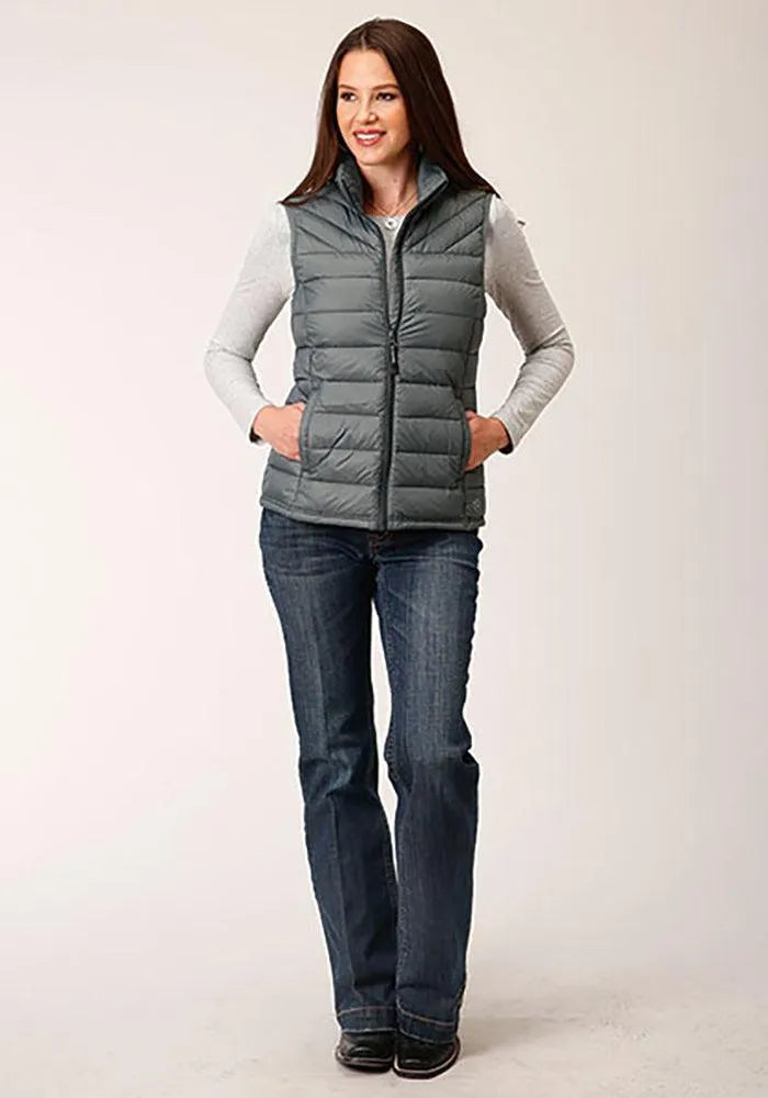 Gilet matelassé horizontal en duvet Roper (gris) - Gilet femme