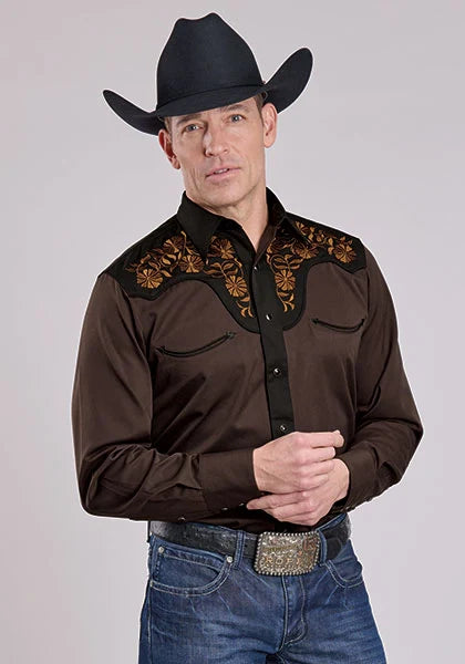 Chemise Western Homme Roper 2260 Old West Broderie (Marron)