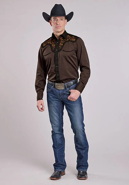 Chemise Western Homme Roper 2260 Old West Broderie (Marron)