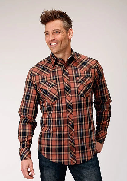 Roper 1853 Dobby Plaid (Marron) - Chemise western pour homme