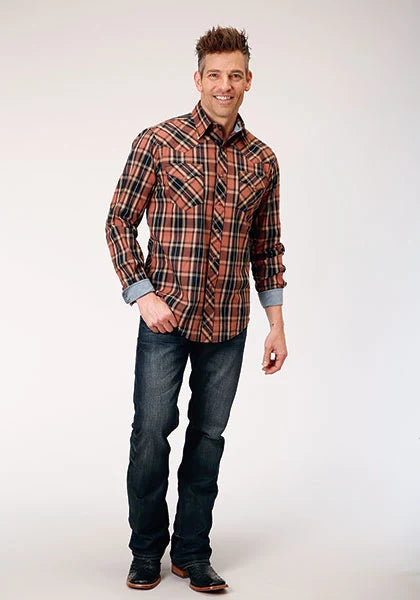 Roper 1853 Dobby Plaid (Marron) - Chemise western pour homme