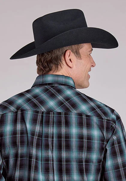 Chemise Western homme Roper 2606 Diamond Dobby (Bleu)
