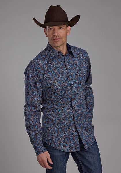 Roper 2172 River Paisley (Bleu) - Chemise western pour homme