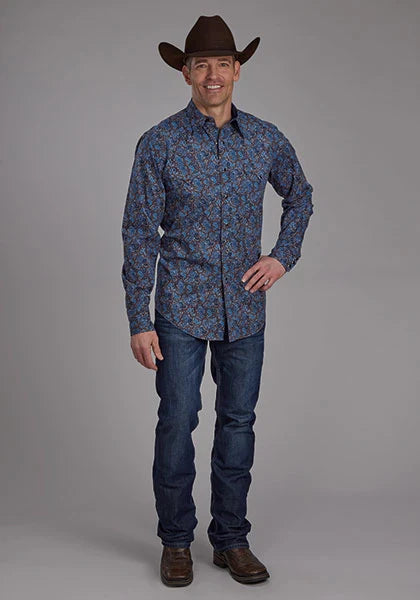 Roper 2172 River Paisley (Bleu) - Chemise western pour homme