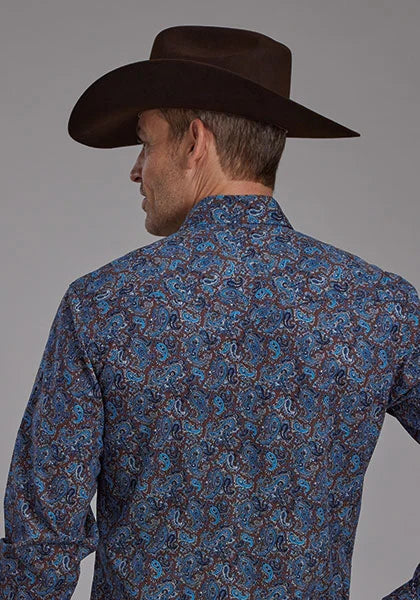 Roper 2172 River Paisley (Bleu) - Chemise western pour homme