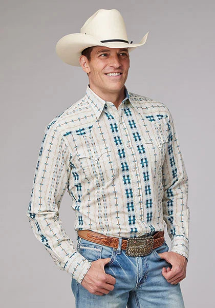 Chemise Western Homme Roper 2001 Aztec Stripe (Crème)