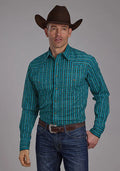 Chemise western Roper 2170 micro imprimé aztèque (bleu) pour hommes
