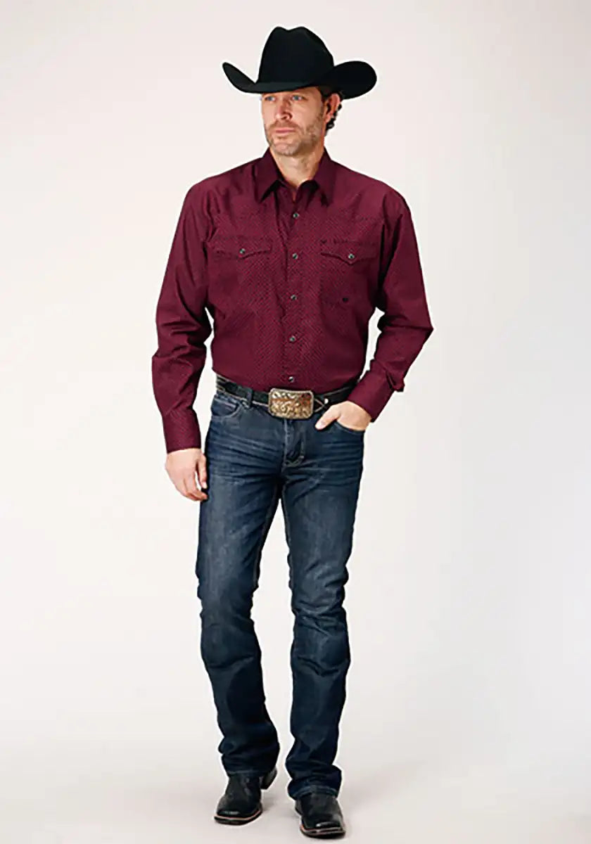 Chemise Western Homme Roper Black Canyon Four Leaf Foulard (Rouge)