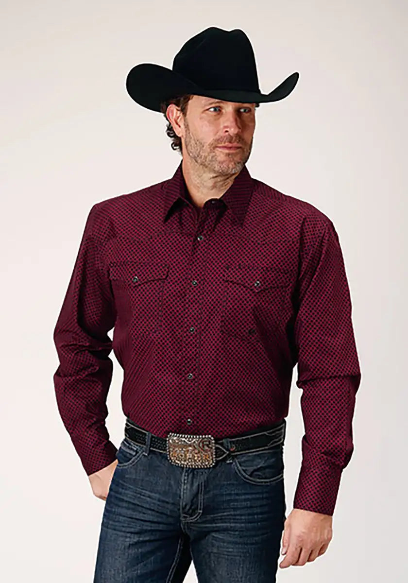 Chemise Western Homme Roper Black Canyon Four Leaf Foulard (Rouge)