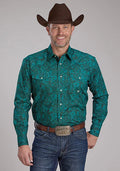 Chemise western homme Roper 2238 Mallard Paisley (Sarcelle)