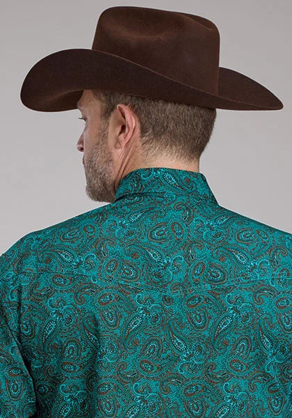 Chemise western homme Roper 2238 Mallard Paisley (Sarcelle)