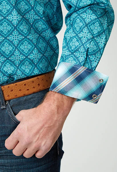 Chemise western pour homme Roper 1937 Lake Medallion (turquoise)