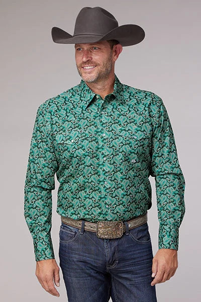 Chemise Western pour homme Roper 2018 Paisley (Jade)