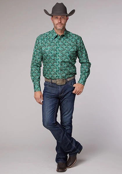 Chemise Western pour homme Roper 2018 Paisley (Jade)