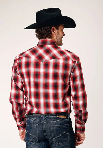 Chemise Western Roper 1844 à Carreaux Basiques (Rouge) pour Homme