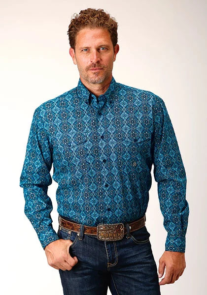 Chemise Western pour homme - Medallion Gothique Roper 1663 (Bleu)