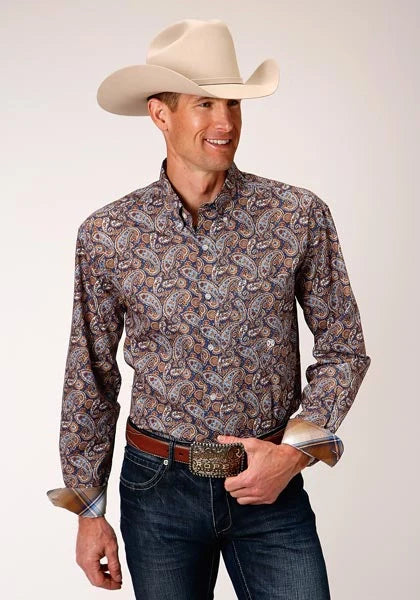 Chemise Western homme Roper 00996 Country Paisley (bleu)