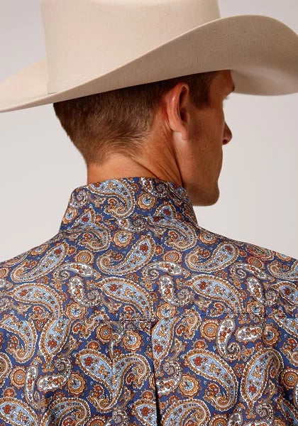 Chemise Western homme Roper 00996 Country Paisley (bleu)