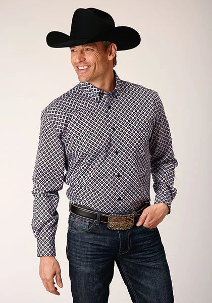 Chemise western Roper 1666 Tile Foulard (Noir) pour homme