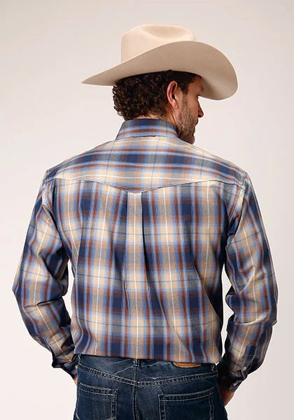 Chemise Western Roper 1842 Ranch Plaid (Bleu) pour homme
