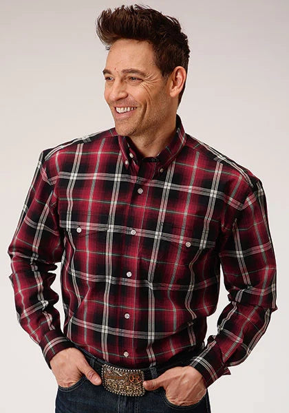 Chemise Western pour homme Roper 1228 Saddle Plaid (Rouge)