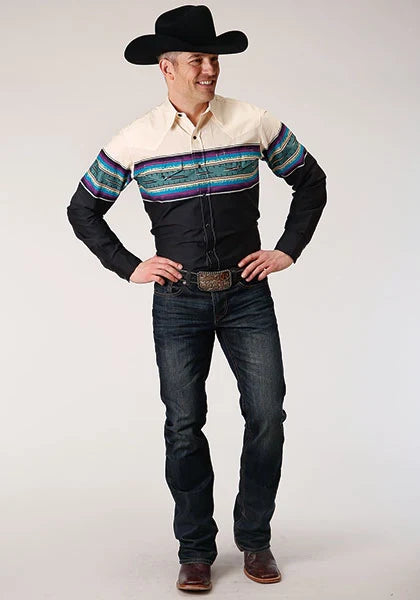 Roper 1296 Serape Border (noir) - Chemise western pour homme