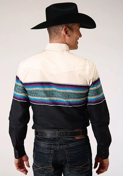 Roper 1296 Serape Border (noir) - Chemise western pour homme