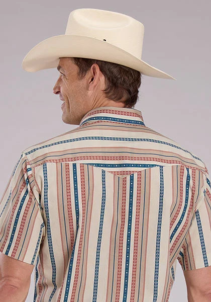 Chemise à manches courtes pour hommes Roper 2469 Southwest Stripe (Tan)