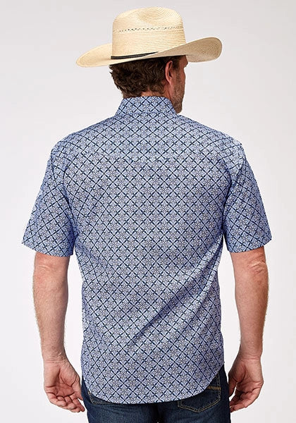 Chemise Homme Manches Courtes Roper 1932 Blue Skies Tie Print (Bleu)