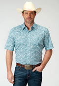 Chemise à manches courtes Roper 1944 Stretch Paisley (Bleu) pour homme