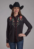 Chemise western en twill rétro Roper 2293 (noir) - Femme