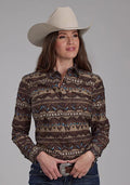 Roper 2175 Chemise western femme motif aztèque vieilli (Marron)